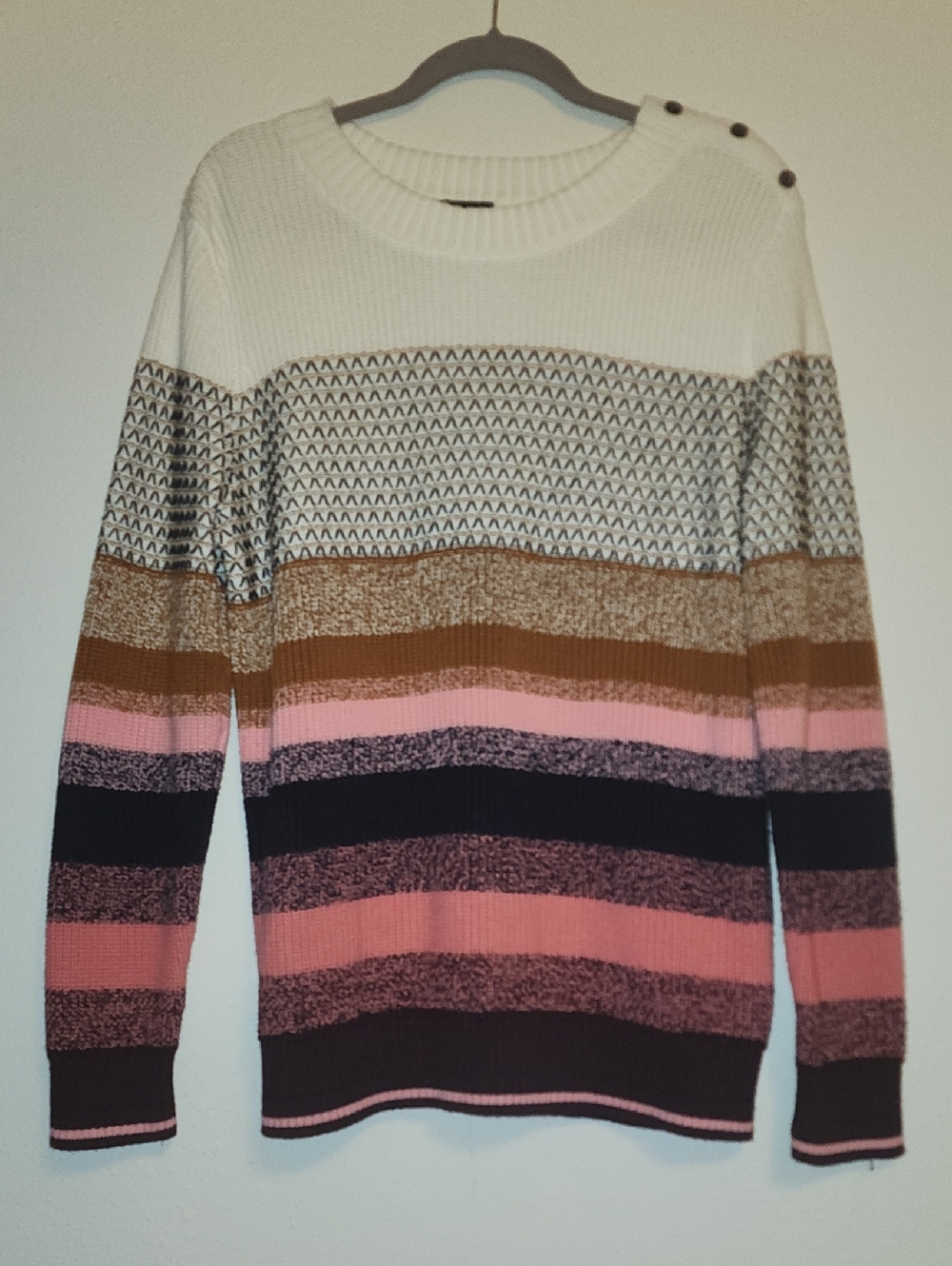 Talbots Cream Ribbed Knit Sweater